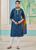 Pure Viscose Morpeach Festival Wear Embroidery Work Readymade Kurti Set